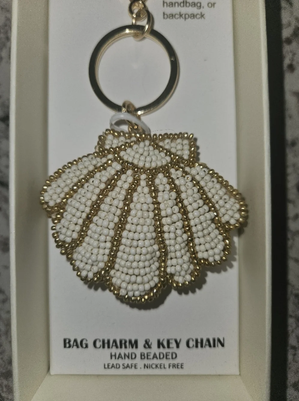 Haute Hippie Beaded Seashell Bag Charm Keychain ⛵️ NWT - Picture 2 of 4